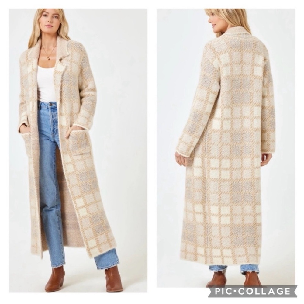 L*Space Plaid Tan Cardigan Coat